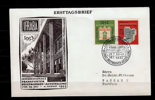 Bund: MiNr. 171-172, FDC Frankfurt, IFRABA 1953