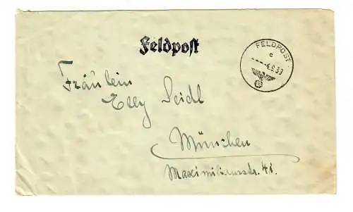 GG Feldpost 4.9.39, sehr frühe Feldpost FPNr. 15002 nach München