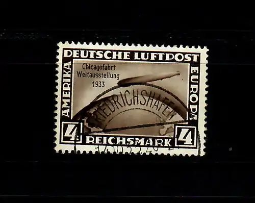 DR: MiNr. 498, cacheté Friedrichshafen, Chicago Voyage, BPP Signature