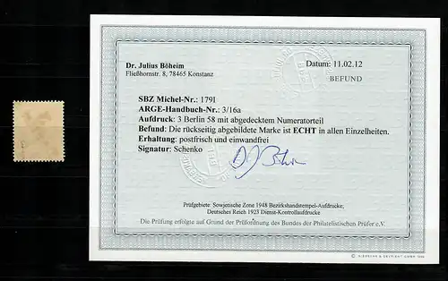 SBZ: Min° 179 I, frais, ** avec impression 3 Berlin, résultat BPP