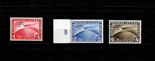 DR: MiNr. 496-498, Chicagofahrt 1933, postfrisch, BPP Signatur