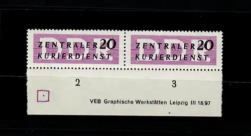 DDR Dienst MiNr. 7 X II, Unterrand Druckvermerk, postfrisch, **