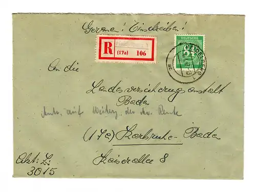 Einschreiben Heidelberg 1947 nach Karlsruhe