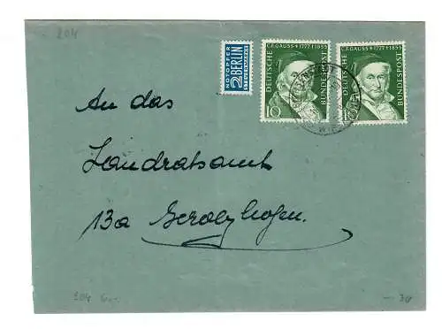 Lettre avec MeF de Prichsenstadt à Gerolzhofen