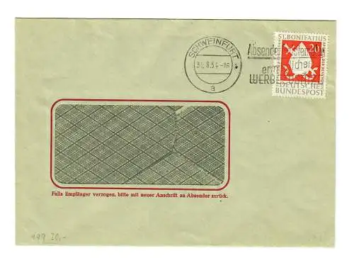 Lettre de Schweinfurt 1954.