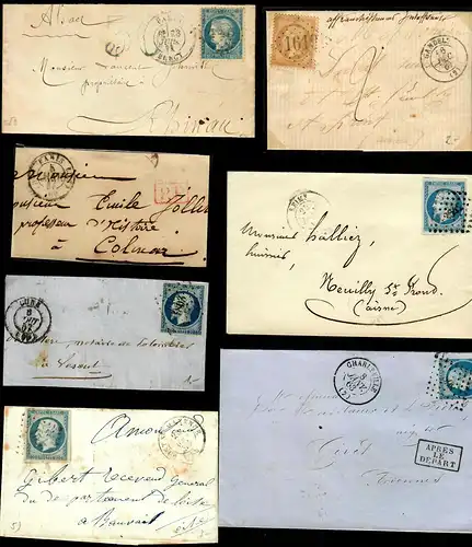 7x covers France, Charleville, Reims, Paris, Lune, Pont St. Maxence around 1860
