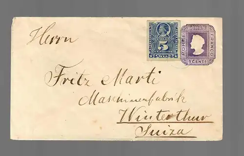 Valdivia to Winterthur/Switzerland  1892