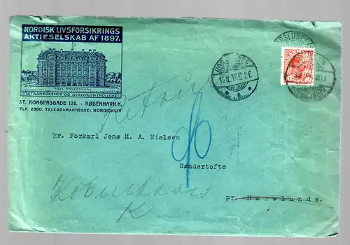 letter from Kobenhavn 1914 to Spezialtofte, stamp PERFIN