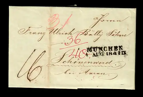 Lettre de Munich à Zurich 1847.