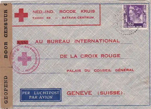 Poste aérien de la Hollande 1940 sur la Croix rouge - censure