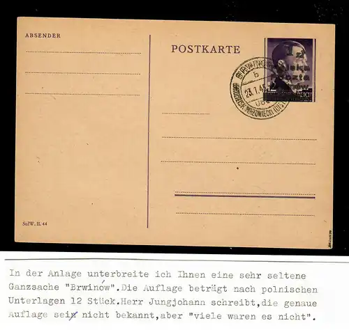 Pologne: Affaire GG 23.01.1945; Brwinow, édition locale, BPP examen, très rare