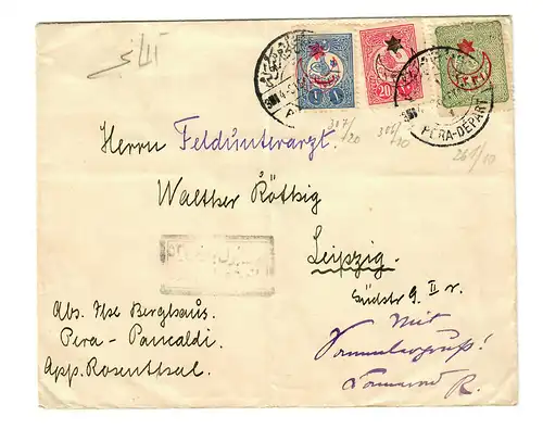cover 1916 Pera Panealdi to Leipzig, censor