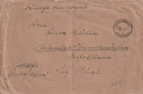 GG: früher Brief 30.10.39 Aleksandroiv/Kujawski, Postsache Einsatz Osten