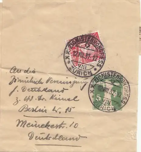 Congrès des sionistes à Zurich en 1937 à Berlin - Streifband