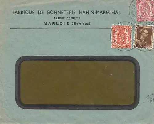 Belgien: 1937: Marloie-Ganzsachenausschnitt