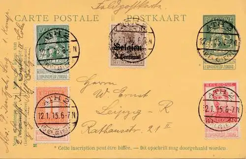 Belgien: 1915: Feldpostkarte ATH2 nach Leipzig