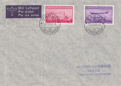 Liechtenstein: 1938: Lettre de Vaduz - Aéroport