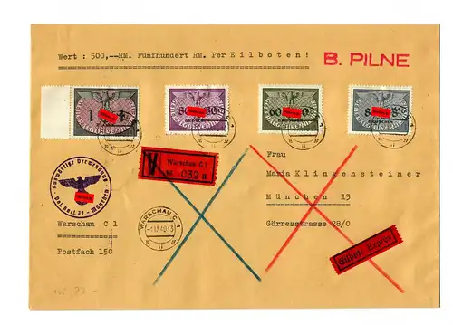 GG: Eil-Wert-Dienst Warschau C1 nach München, portogerecht 2. Gew. Stufe
