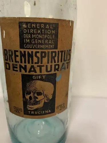 GG: Prämienmarke: Brennspiritus/Denaturat, 0,5Liter, GDM, leere Flasche