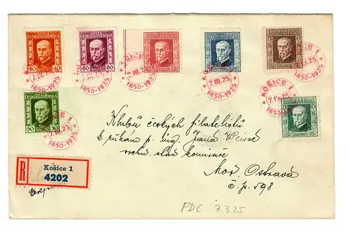 Einschreiben Kosice, FDC  1925