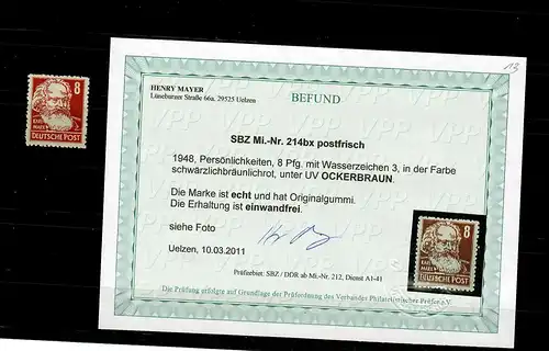 SBZ: MiNr. 214 bx, postfrisch, **, Befund