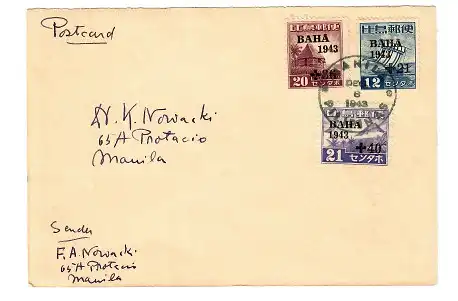 Manila Postkarte 1943, Japanische Besetzung