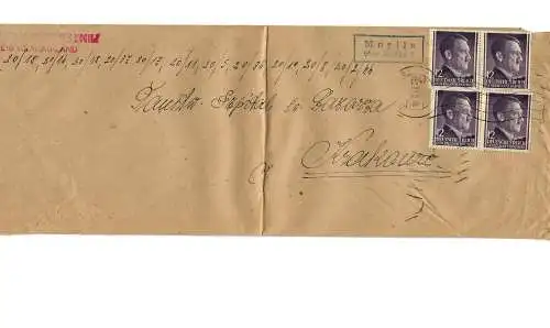 GG: Langer Brief Krakau Land, Agenturstempel Moglia 1944 nach Krakau