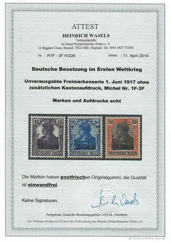 Rumänien: MiNr. 1F-3F, postfrisch, **