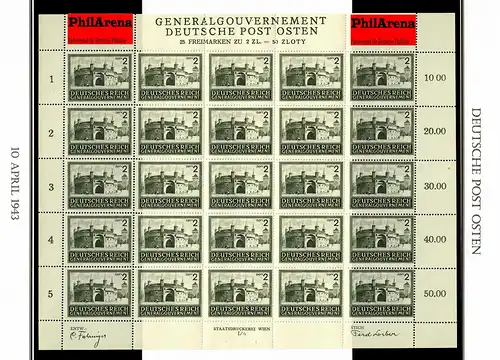 Generalgouvernement GG: Bogen MiNr. 113, Sektor I/4, postfrisch. Plattenfehler