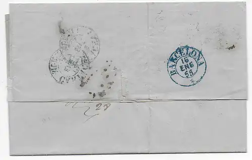 Espagne: Lettre de Carthagène à Barcelone, 1855