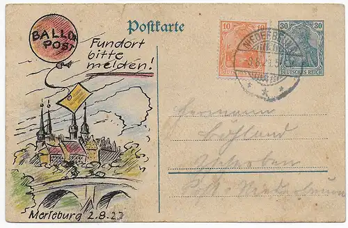 Ballons Post Niederbeuna / Merleburg 1921