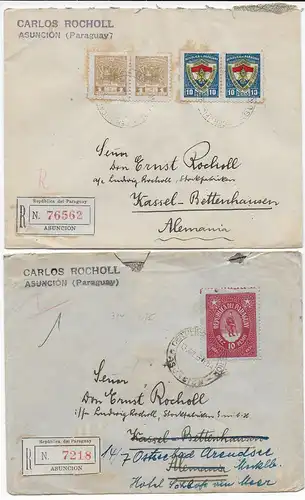 2x Einschreiben Asuncion nach Kassel-Bettenhausen 1936+1937