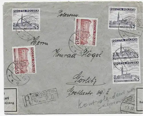 Pologne: Inscription 1937 Krotoszyn à Görlitz, Ouverte en douane