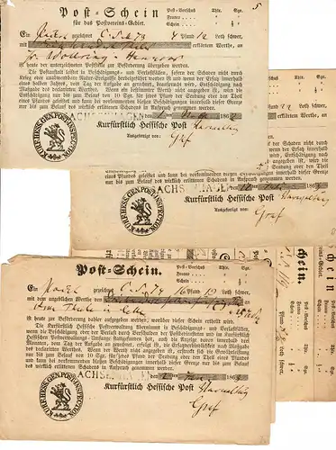 7x Postscheine 1862-65, alle mit Stempel Sachsenhagen, alter Vor-Phila Stempel
