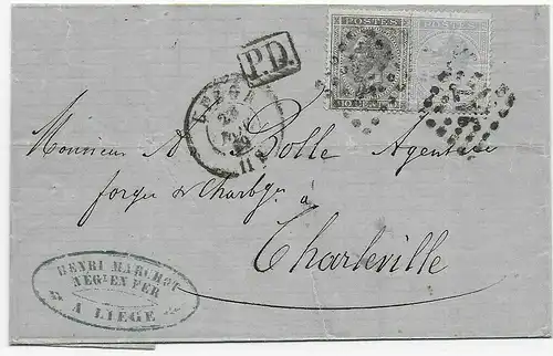 Liège vers Charlesville (France) 1869, France par Charleroy