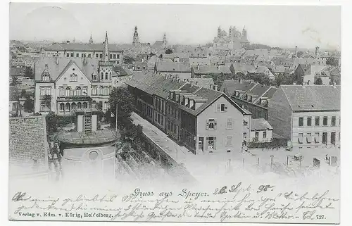 Carte de vue Speyer vers Heidelberg en 1898