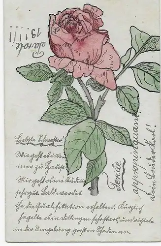 Carte avec rétro. Rose de Dillingen à Uttenhofen, 1906