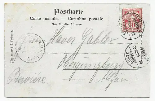 Vierwaldstättersee, Luzern nach Flueten - Schiffspost, 1904