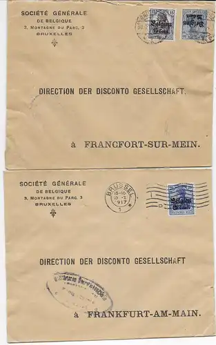 16x Lettres de banque Bruxelles - Francfort, censure 1915-1918