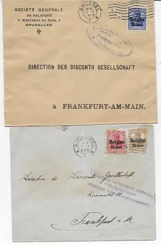 16x Lettres de banque Bruxelles - Francfort, censure 1915-1918