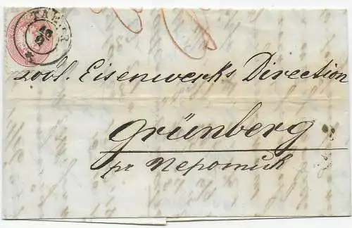 Lettre de Tabor à Grünberg/Pisek