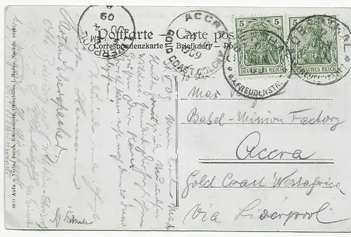 AK Wildsee/Schwarzwald, 1909 Oberthal/Freudenstadt nach Accra/Gold Küste