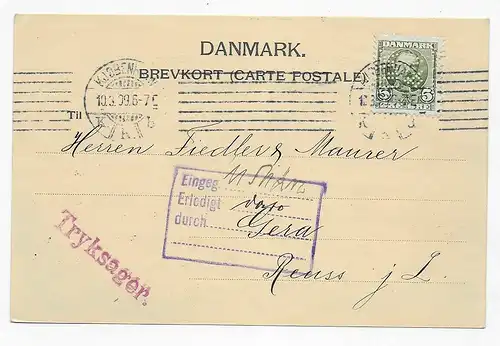 Copenhague 1909 après Gera, marque avec Perfin - Lokung de l'entreprise