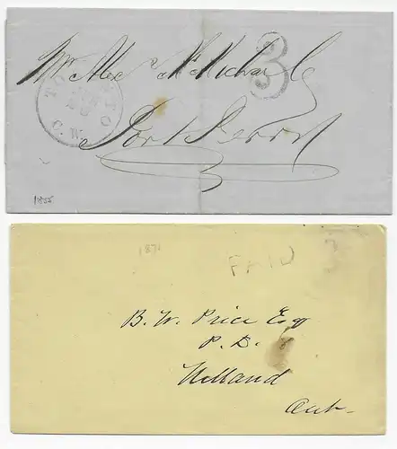 2x cover Canada /Toronto 1855 and 1871