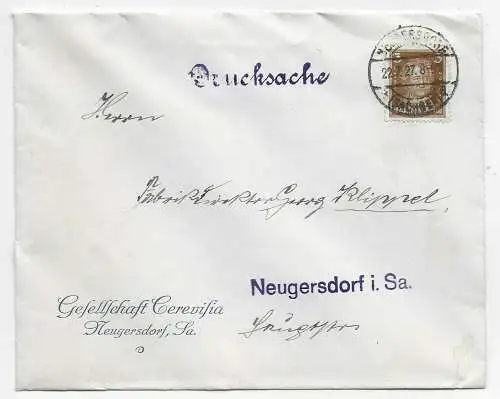 Lettre de la Société Cerevisia Neugersdorf i. Sa 1927