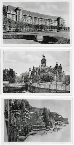 3x carte de vue Leipzig; Leipziger Messe Stamp 1946