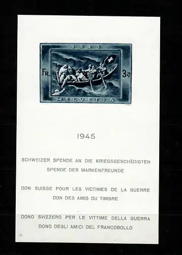 CH: MiNr. Block 11, postfrisch, ** Kriegsgeschädigten Spende