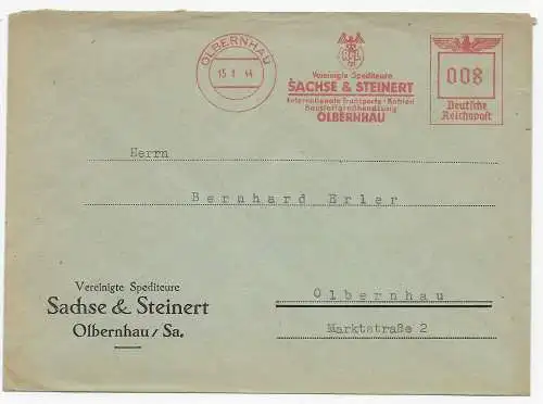 Freistempel Olbernhau/Sachsen, 1944