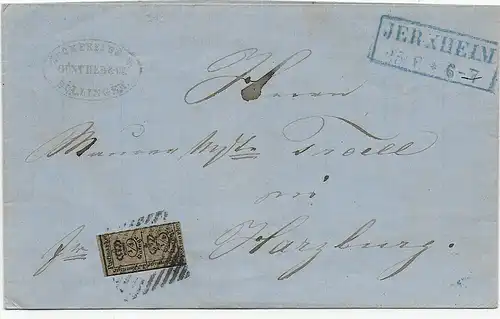 Lettre sans contenu, Jerxheim/Söllingen vers Harzburg 1862