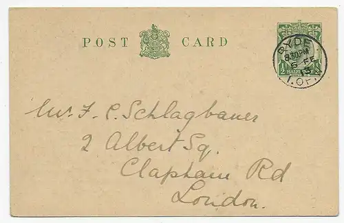 Post card 1913, île de Wight: Ryde to London; Réunion annuelle Y.M.C.A.